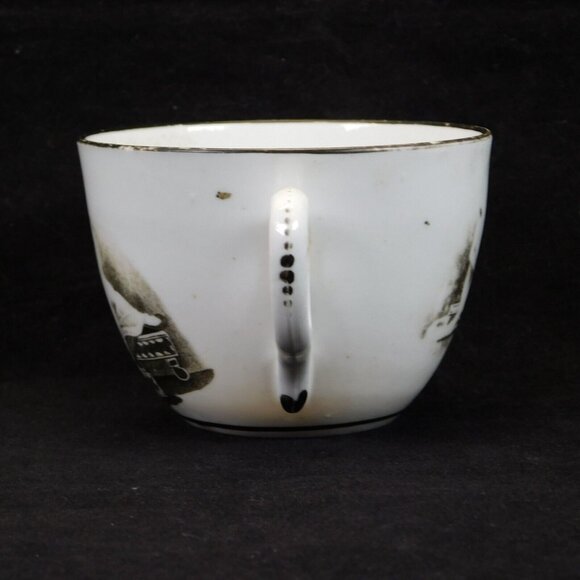 English Regency Mother Daughter Antique China Black White Coffee Cup Victorian - Picture 2 of 8